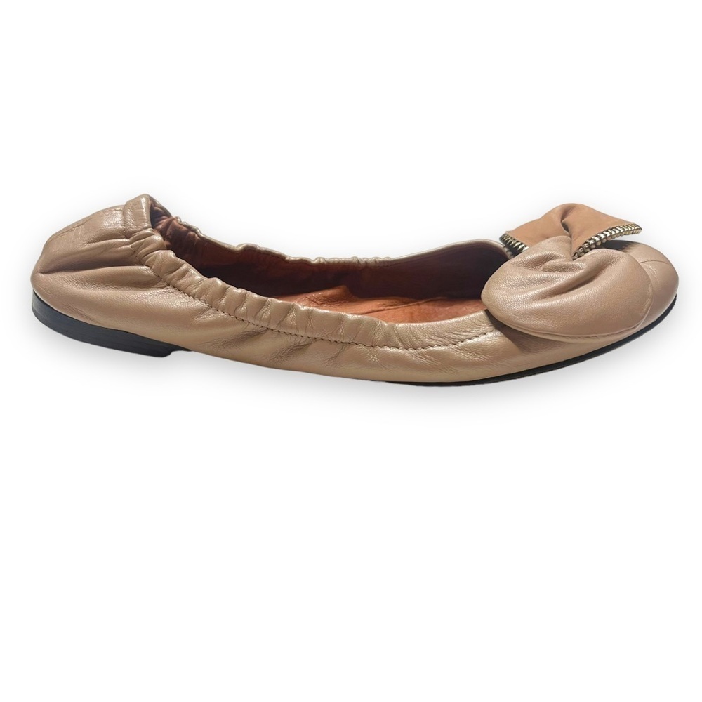 SEE BY CHLOE ` Clara ` Leather Elastic Bow Zip Ballet Flat Shoes 35.5 US 5.5